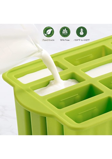 Yuntech01 Pembe 12'li Silikon Dondurma Kalıbı - Yemek Grade Materyal, Kolay Kullanım, Evde Evde Dondurma Ve Buz Çubuğu Yapımı Seti Aksesuarlar Ve Opp İle Çok Renkli