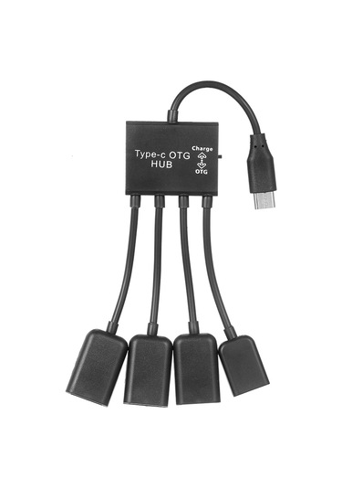 Maiyame Type-c Otg 3usb2.0 Arayüzü + Güç Kaynağı Arayüzü Çeşitli Ekipmanlara Uygun Tak Ve Çalıştır Taşınabilir Ve Küçük Siyah
