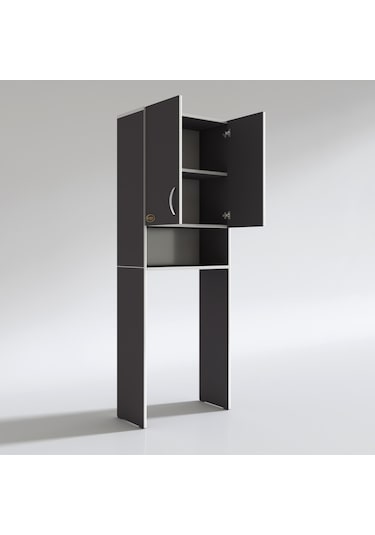 Kenzlife Çamaşır Makinesi Dolabı Sinem Gri 180*066*30 Banyo Kiler Kapaklı Arkalıklı Çok Renkli