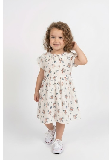 Miababy Fırfırlı Bebe Yaka Elbise Pembe