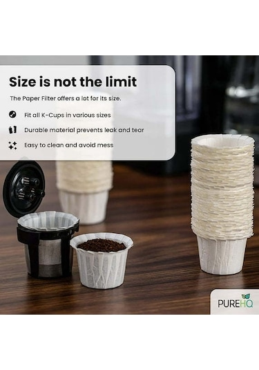 Leezsing 100 Adet Kupa Şeklinde Kahve Filtre Kağıdı - K-kupa Uyumlu Kahve Filtresi Beyaz