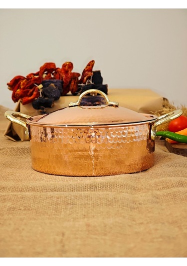 Modabakır Pilav Tenceresi Bakır 22 Cm 2350 Ml Model:7654555 Bakır