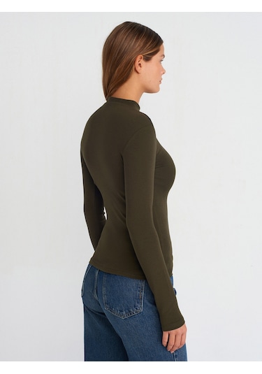 Dilvin 31433 Yarım Balıkçı Yaka Top Koyu Haki