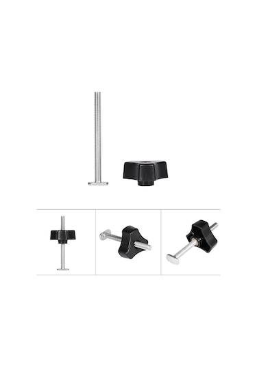 Xurunkeji 5 Set T Cıvata Topuz Takımı, T Vida Ve Plastik Topuz Somunu - Ağaç İşleme Aleti Jigs Vida Fikstürü, 1/4ın Ve T-ray İle Kullanım 15x13x5cm