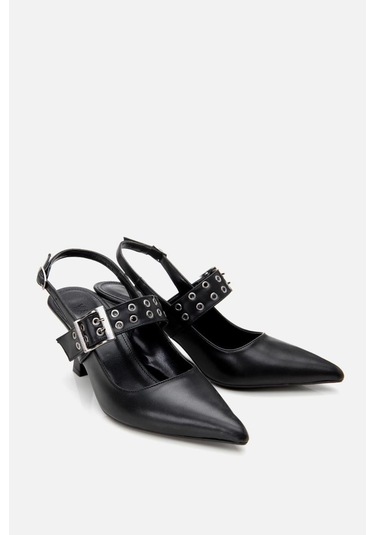 Kadın Siyah Kemerli Stiletto Siyah