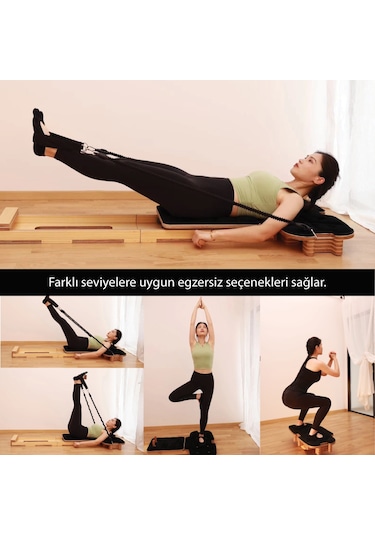 Kochler Ayarlanabilir Yaylı Sistem Ahşap Gövde Profesyonel Reformer Pilates Aleti