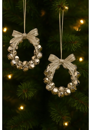 Silver Gümüş 2'li Yılbaşı Ağaç Süsü - Yılbaşı Parti - Yılbaşı Dekor