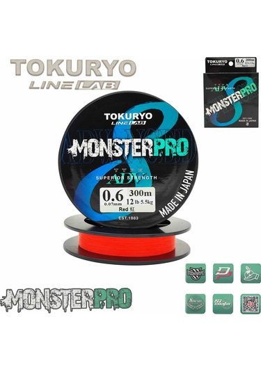 Tokuryo Lıne Lab Monsterpro X8 0.6pe 0.07mm 12ıb 5.5kg Red 300mt