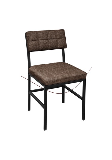 Nemeron İkon Mutfak Sandalyesi Keten Kumaş Metal Sandalye Silinebilir Kafe Salon Sandalyesi - Kahve Kahve