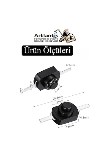 Mini Anahtar Arapuar Çıtçıt Anahtar 2 Adet Siyah Elektrik Devresi İçin Açma Kapama Düğmesi Deney On / Off Siyah Anahtar