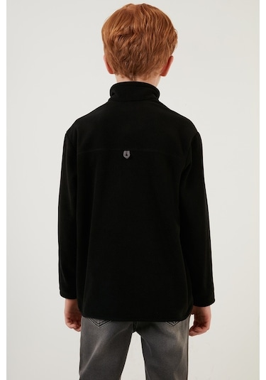 Lela Yumuşak Dokulu Fermuarlı Dik Yaka Şardonlu Kışlık Unisex Çocuk Polar 5905002 Siyah