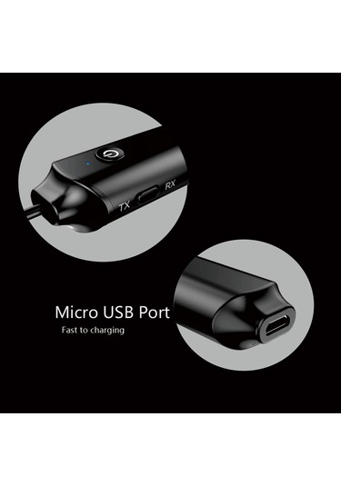 Yunboo Bluetooth 5.0 Kablosuz Ses Verici & Alıcı - 3.5mm Aux, 10m Menzil, 5 Saat Çalışma