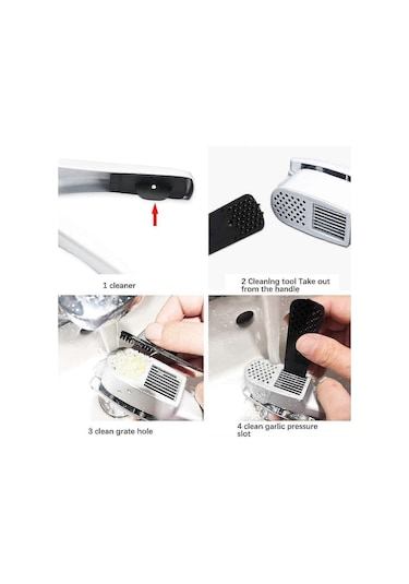 2'si 1 Arada Sarımsak Kıyma Aleti, Hızlı Dilimleme Ve Ezme İçin Çift İşlevli Sarımsak Ezici, Sıkması Kolay Sağlam Ve Ergonomik Alüminyum Alaşımlı Pres Seti Siyah