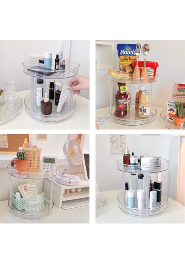 Düzenleyici, Çok Amaçlı Baharat Rafı, Mutfak Depolama İçin Dönen Baharat Rafı, Dönen Baharatlık, Şeffaf, 23,5 Cm Orta -