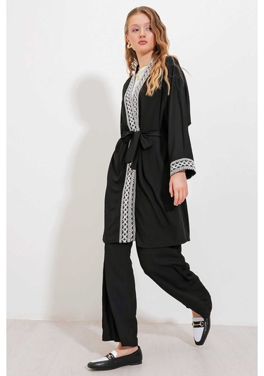 Gabria Uzun Kimono Takım Siyah