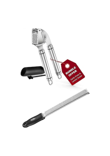 Premium Sarımsak Ezici Ve Limon Rendesi Siyah İkili Çok Renkli