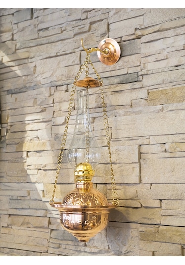 Bakır Gaz Lambası Zincirli Model Büyük Boy