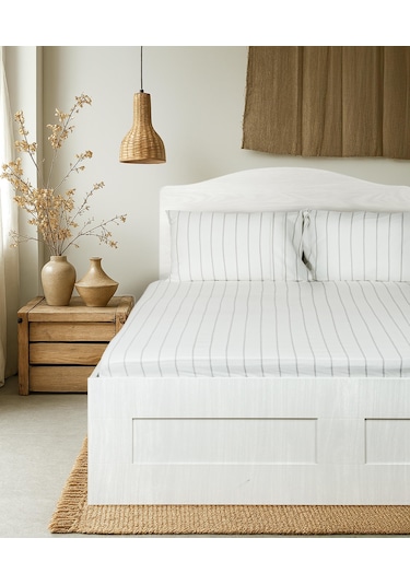 Cotton Collection Tek Kişilik Çizgili Çarşaf Seti Rayuna Renkli