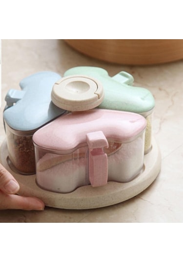 Yeni Ev Biber Organizatör Baharat Tuz Saklama Kabı Pişirme Aracı Masaüstü Buğday Samanı Dayanıklı Baharat Diğer