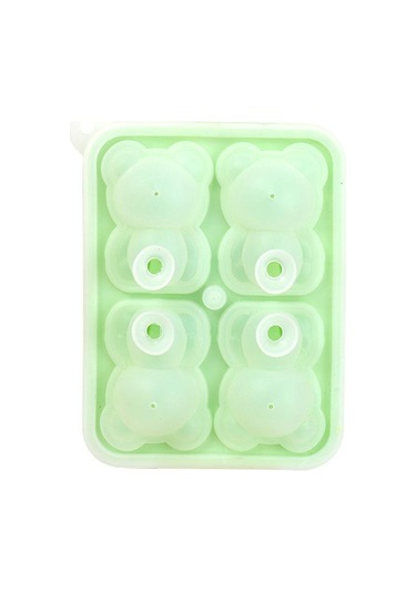 Yeşil 4 Izgara 3d Küçük Oyuncak Ayı Şekli Buz Küpü Silikon Kalıp Küçük Ayı Buz Bloğu Kalıp Ev Dondurma Buz Kutusu Buz Kalıp