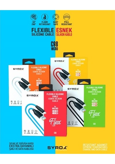Syrox C98 Usb To Micro 1M / Slikon Kablo