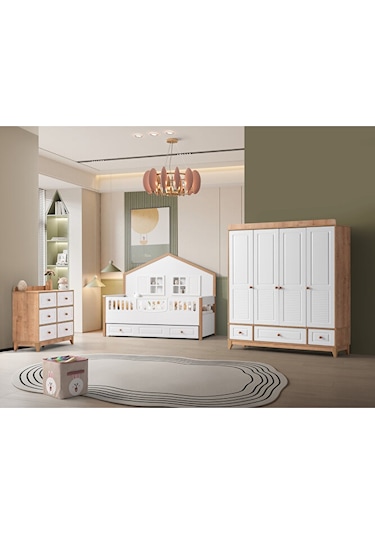 Mosso 4 Kapılı Dolap, Bebek ve Genç Odası Dolap Beyaz