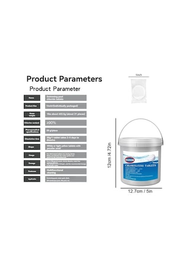 Pazly 1 Lbs Uzun Süreli Klor Tabletleri - Havuz/jakuzi Temizleyici, Güneş Koruma, Pas Önleyici, Şişme Dispenser Hediyeli