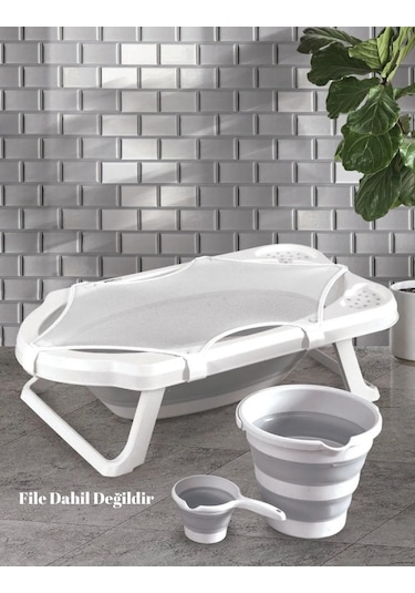 Babydoor 3'lü Set Katlanır Bebek Banyo Yıkama Seti Küvet - Su Kovası - Maşrapa