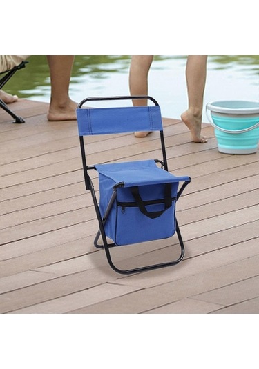 Bloomnest Katlanır Kamp Sandalyesi Soğutucu Çanta, Açık Sırtlıklı, Katlanabilir Balıkçılık Sandalyesi, Seyahat İçin, Veranda Yürüyüş Sandalyesi, Mavi Mavi