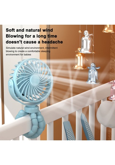 Gajeena Siyah F3 Çift Yönlü 360 Döner El Fanı - 3 Hızlı, Tripod Ayaklı, Bebek Arabası Asılı, Işıklı, 800mah Pil, Abs+pp Malzeme