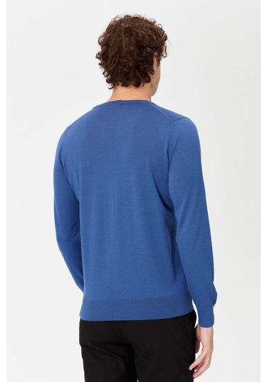 Desen Triko Erkek Basic Sıfır Yaka İnce Triko Kazak 02421603 Indigo İndigo