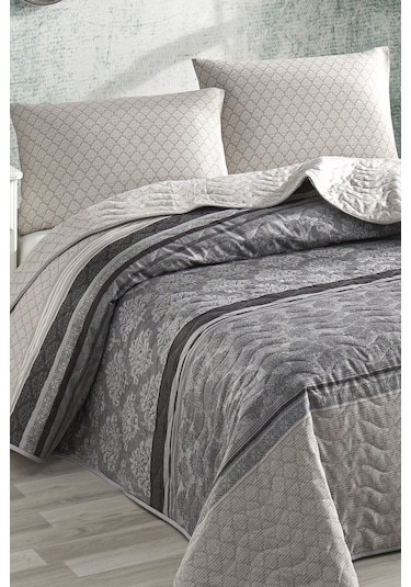 Kapitone Yatak Örtüsü Seti Tek Kişilik Creative Gri