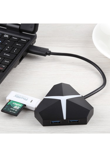 Sones 5gbps Süper Hızlı 4 Portlu Usb 3.0 Hub Adaptörü, Kablo Uzunluğu: Yaklaşık 20 Cm Siyah