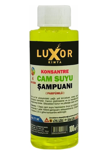 Luxor Kimya Konsantre Oto Cam Suyu Şampuanı 100 Ml 5 Adet