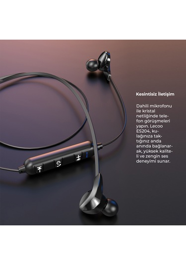Lecoo ES204 Boyun Bantlı Kablosuz Bluetooth 5.0 Mikrofonlu Kulak İçi Kulaklık