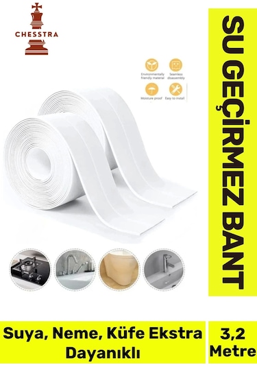 Özel Üretim Lavabo Tezgah Klozet Banyo Pencere Duş İzolasyon 3.2m Su Geçirmez Sızdırmaz Bant 1 Adet