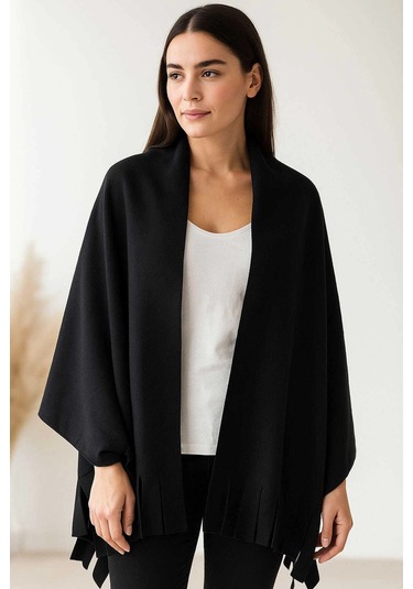 Softiva Polar Omuz Şalı 70x180 Cm Unisex Kışlık Şal Siyah Çok Renkli