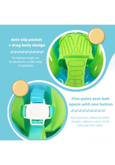Qingmipy Bebek Yüzme Simidi - 6-30 Aylık Bebekler İçin Güvenli Ve Konforlu Havuz Şamandırası Yeşil