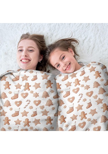 Noel Desenli 47 İnç Yuvarlak Flanel Battaniye, Yetişkin Ve Çocuk İçin, Yumuşak, Rahat Ve Hafif Noel Zencefil Ekmek Kurabiye