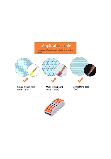 Hızlı Kablo Ekleme Aparatı - Üçlü Kablo Birleştirici - 5 Adet