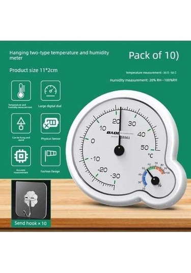 Trendooze Minimalist Beyaz İç Ortam Higrometre - 10 Kancalı Um57478-4
