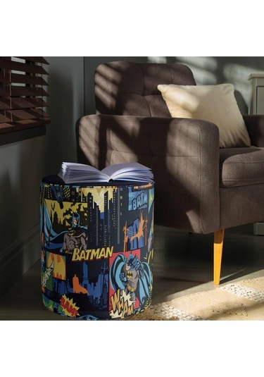 The Batman Puf Warner Bros Lisanslı Ürün, Süet Kumaş, Uluslararası Solmama Sertifikası Çok Renkli