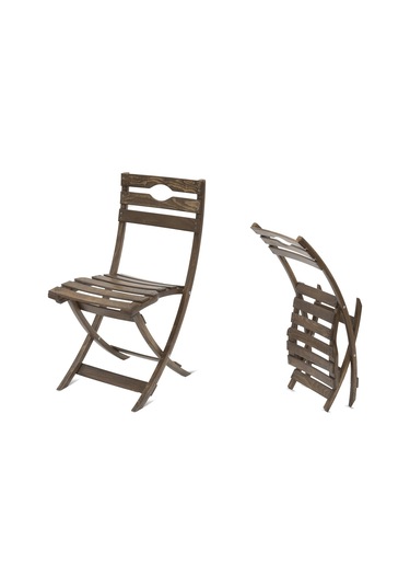 Emideco Ahşap Katlanır Sandalye Bahçe Balkon Salon Sandalyesi 2 Adet Ceviz