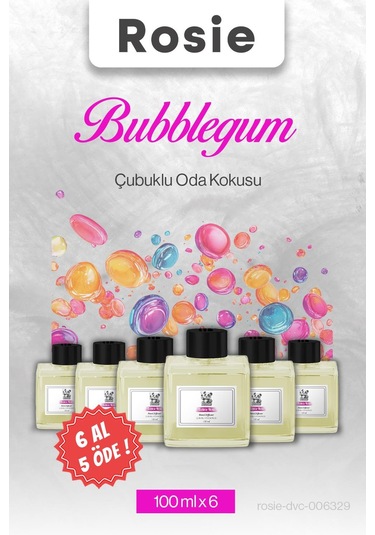 Bubblegum Sakız 6 Al 5 Öde, Rosie Çubuklu Oda Kokusu 100 Ml Fresh