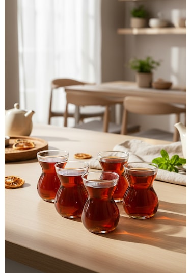 Snippy Tea - 6'lı Cam Çay Bardağı Cam Çay Seti 170 Cc Cam