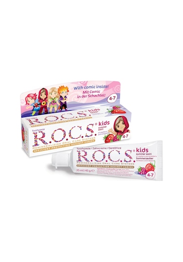 Rocs Kids 4-7 Yaş Ahududu Çilek Tadında Diş Macunu - 45 G