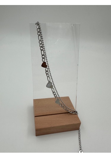 Xbaby Üç Kalp Şekilli Gümüş Renk İkili Çelik Bileklik Gümüş