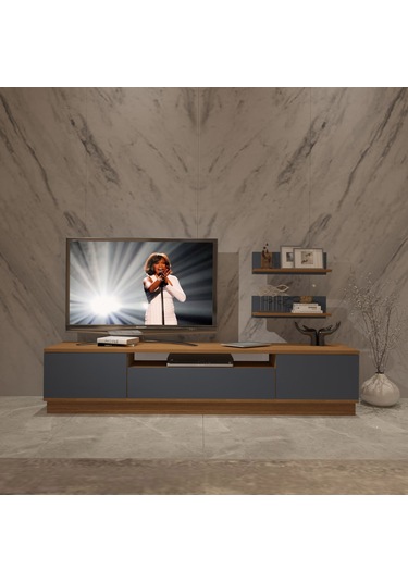 Decoraktiv Trio 4s Mdf Tv Ünitesi Tv Sehpası Ceviz - Antrasit