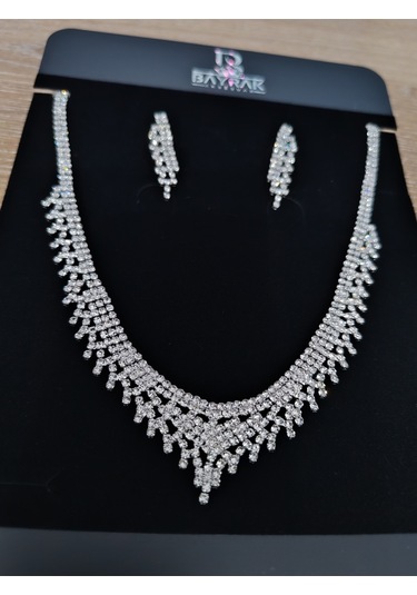 Zirkon Takı Seti 2li Kolye Küpe Silver