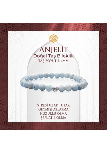 Saff Doğaltaş Anjelit 6 MM Doğal Taş Bileklik Çok Renkli